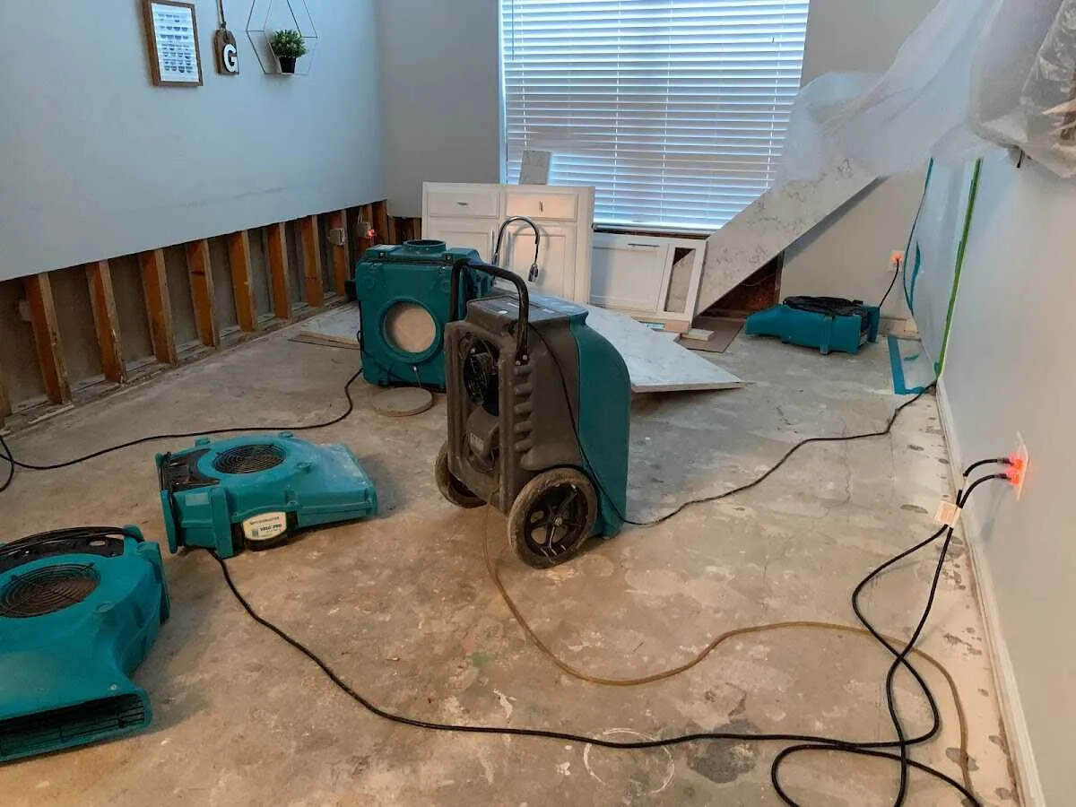 Dehumidifier in flood-cut room for Water Extraction & Removal in Campbell